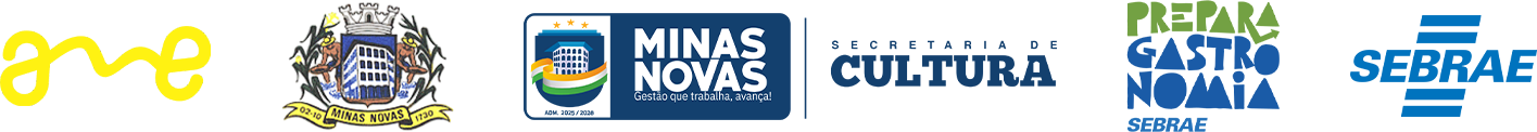 AME · Prefeitura de Minas Novas · Secretaria de Cultura · Prepara Gastronomia SEBRAE · SEBRAE